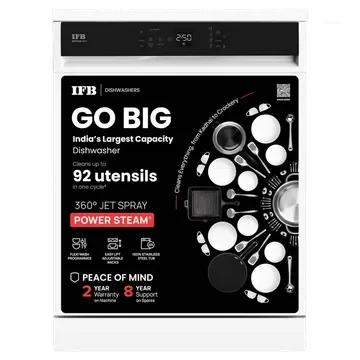 IFB Neptune FX 14 Place Settings Free Standing Dishwasher with 360 Jet wash Triple Arm Spray (No Pre-rinse Required, White)