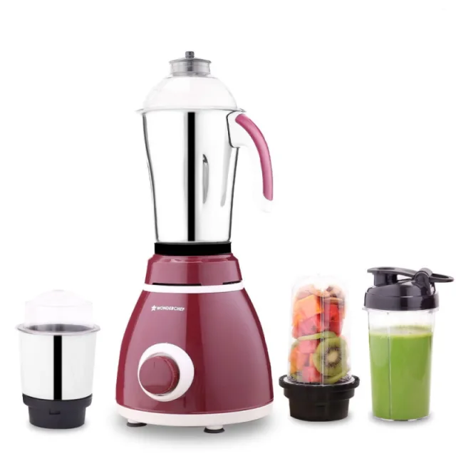 Wonderchef Acura Plus 750W 4-Jar Mixer Grinder with 1.5 L Dry Grinding Jar, 580 ml Sipper Jar, 3-Speed & Pulse Function