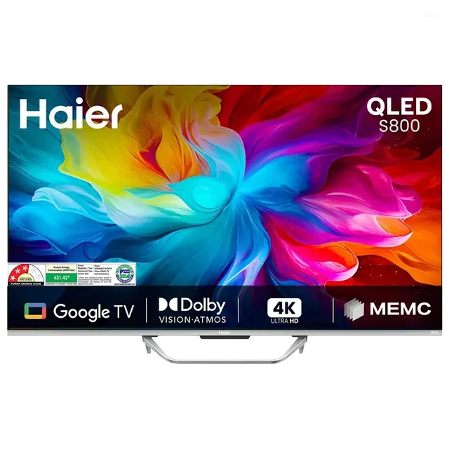 Haier 85 Inch 4K QLED Google TV with Dolby Vision, Dolby Atmos, MEMC & Hands-Free Voice Control 85S800QT-P