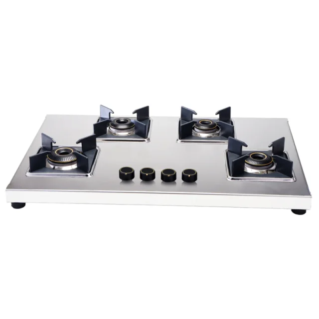 Wonderchef Inox 4 Brass Burner Manual Hobtop, 2mm Stainless Steel, LPG, SABAF Leak-Proof Valves
