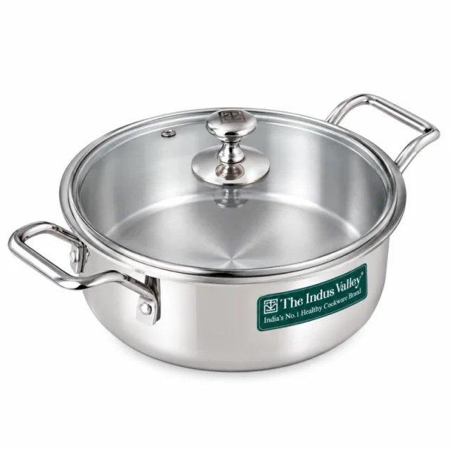 The Indus Valley 4L Stockpot Tri-Ply Stainless Steel, Glass Lid KC-TP-ST-013