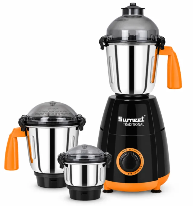 Sumeet Traditional Alexa 750W Mixer Grinder with 3 Stainless Steel Jars, Copper Motor & Multi-Function Blades