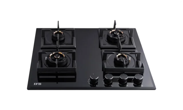 IFB 4 Burners Hybrid Hob with Bevelled Tempered Black Glass
