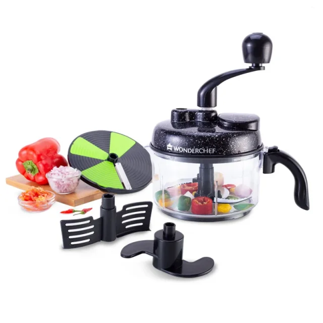 Wonderchef Turbo 6-in-1 Dual Speed Food Processor, Stainless Steel Blades, Chopper, Slicer, Julienne & Dough Kneader