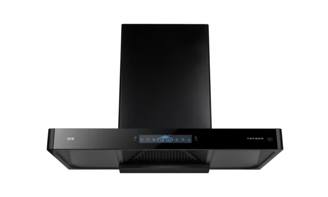 IFB 90 cm Wall Mounted Kitchen Chimney with 10 Speed BLDC Motor and Booster Mode (IT AC FL BLDC 90, Black Glass Finish)