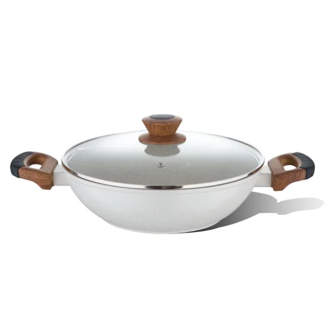 Bergner Naturally Kadai With Lid Ø28cm Forged Aluminium, Marble Non-Stick, Induction Ready BGD-30490-CR