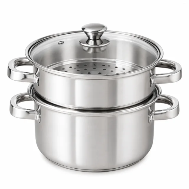 The Indus Valley 22cm Steamer Stainless Steel, 2 Tier KC-SS-ST-004