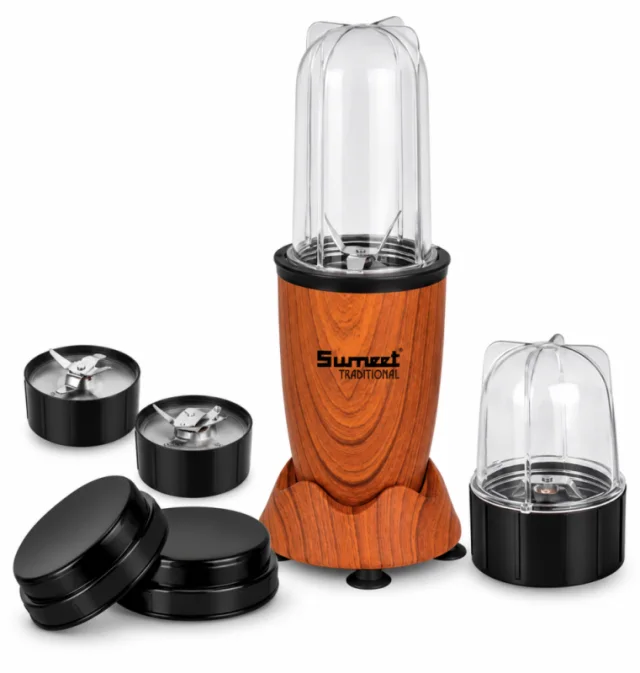 Sumeet Traditional Nutri Blend Wooden 400W Blender with Stainless Steel Blades & Compact Design