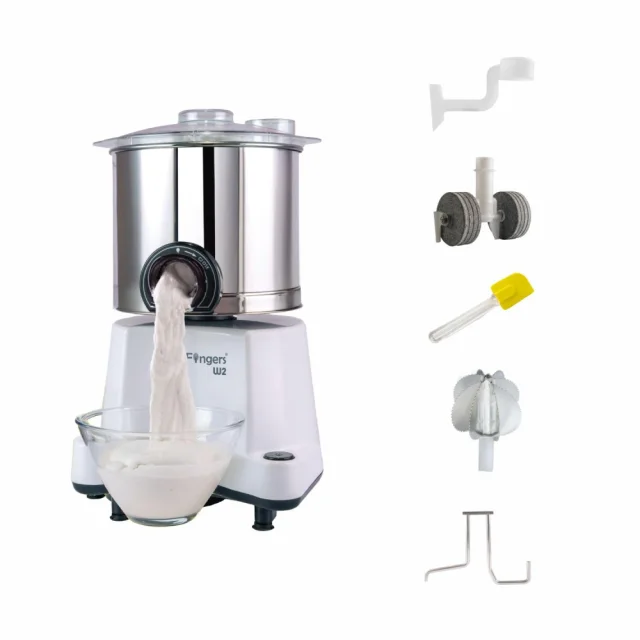 SmartFingers 2 L Comfort Plus Wet Grinder with Atta Kneader Attachment, 150W Motor, Hands-Free Batter Dispenser