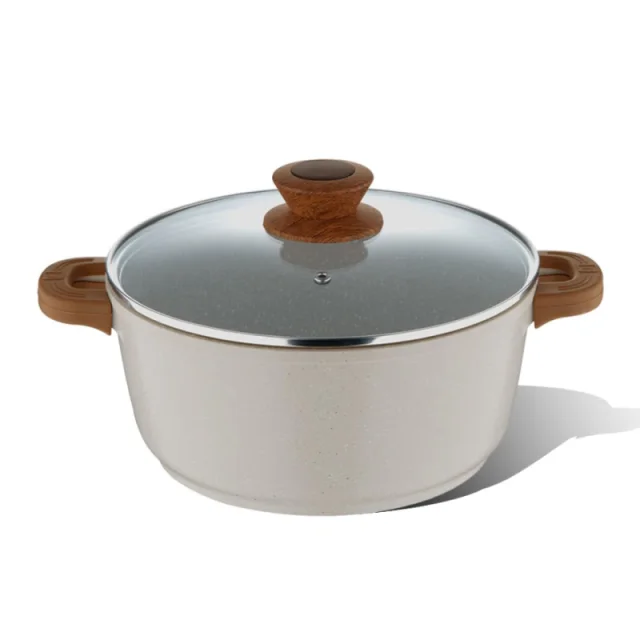 Bergner Naturally Casserole with Lid Ø32 x 14cm Forged Aluminium, Marble Non-Stick, Induction Ready BGD-36044-CR