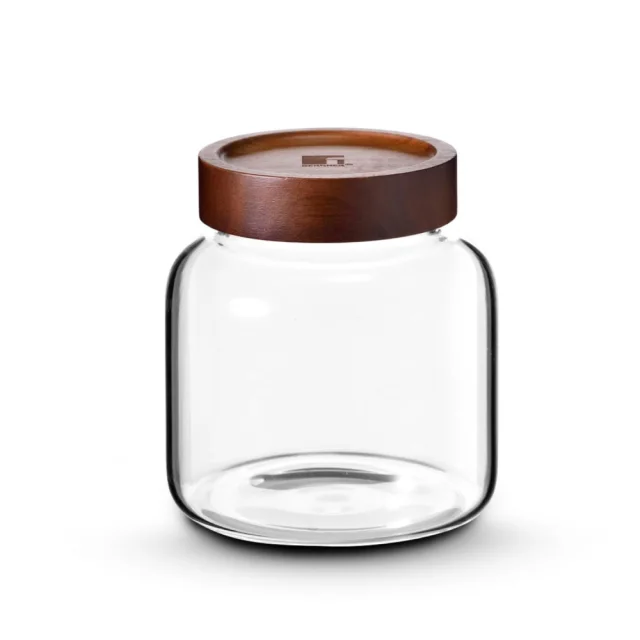Bergner Acadia Square Storage Jar 1050ml Borosilicate Glass, Acacia Wood Lid BG-20568-MM