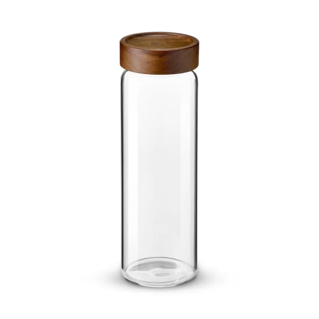 Bergner Acadia Jar 8X8X24.8cm, 990ml Borosilicate Glass, Acacia Wood Lid BG-20517-MM