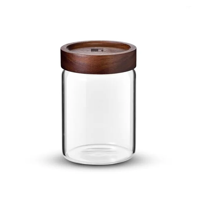 Bergner Acadia Square Storage Jar 900ml Borosilicate Glass, Acacia Wood Lid BG-20574-MM