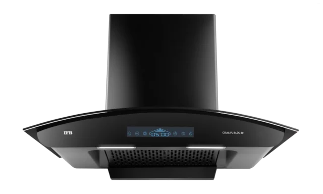 IFB 60 cm Wall Mounted Kitchen Chimney with BLDC Motor (CS AC FL BLDC 60, Black Glass Finish)