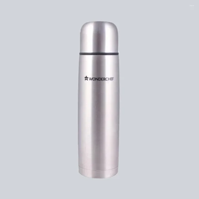 Wonderchef Hot-Bot 500 ml Double Wall Stainless Steel Vacuum Flask with Copper-Plated Inner Wall, Travel Pouch & Spill-Proof Lid