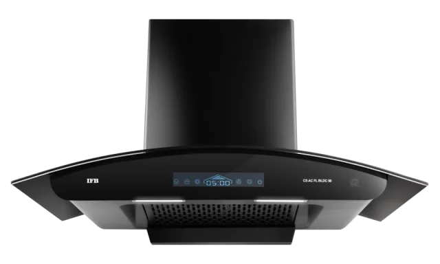 IFB 90 cm Wall Mounted Kitchen Chimney with BLDC Motor (CS AC FL BLDC 90, Black Glass Finish)
