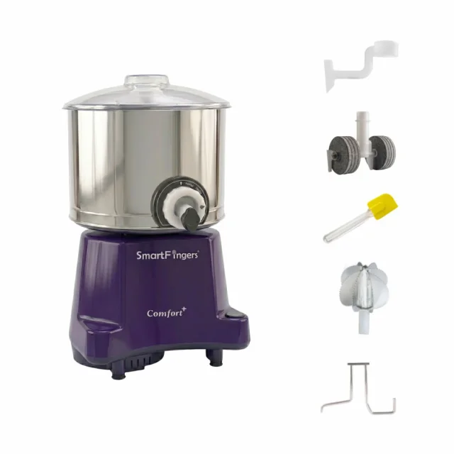 SmartFingers 3 L Comfort Plus Wet Grinder with Attachment, Hands-Free Batter Dispenser, Stainless Steel Drum