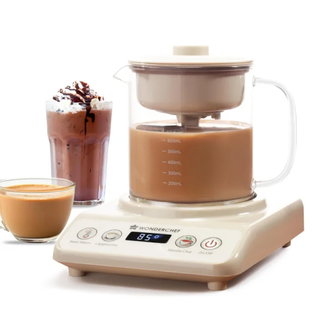 Wonderchef Chai Magic 600W 500ml Automatic Tea & Cappuccino Maker, 4 Modes, Automatic Milk Dispensing & Self-Cleaning
