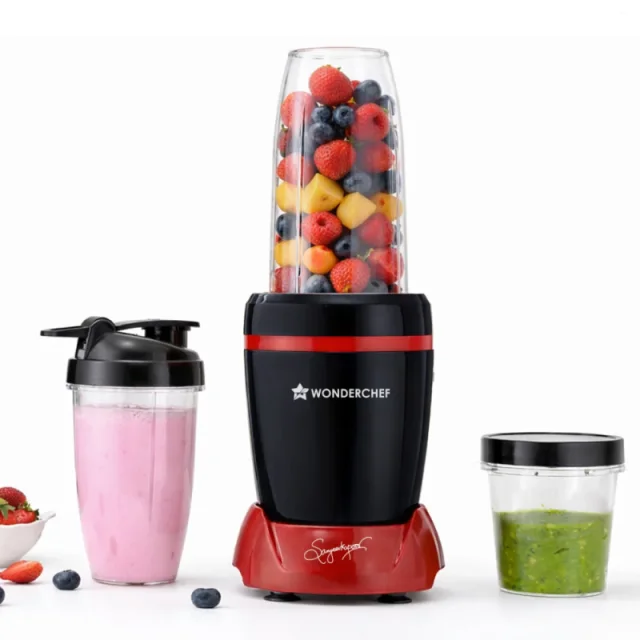 Wonderchef Nutri-blend Turbo 750W 3 Jar 22000 RPM Mixer Grinder Blender, Stainless Steel Blades, Black & Red