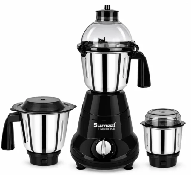 Sumeet Traditional Atlas 750W Mixer Grinder with 3 Stainless Steel Jars, Copper Motor & Multi-Function Blades