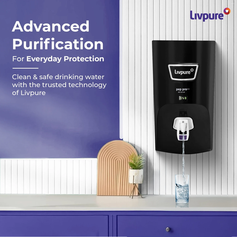 Livpure LIV-PEP-PRO-PLUS+ BLACK 7 L RO + UV + UF Water Purifier Suitable for all - Borewell, Tanker, Municipality Water (Black