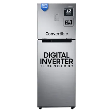 Samsung 236 L Frost Free Double Door 3 Star Convertible Refrigerator  with Digital Inverter and Display (Elegant Inox, RT28C3733S8/HL)