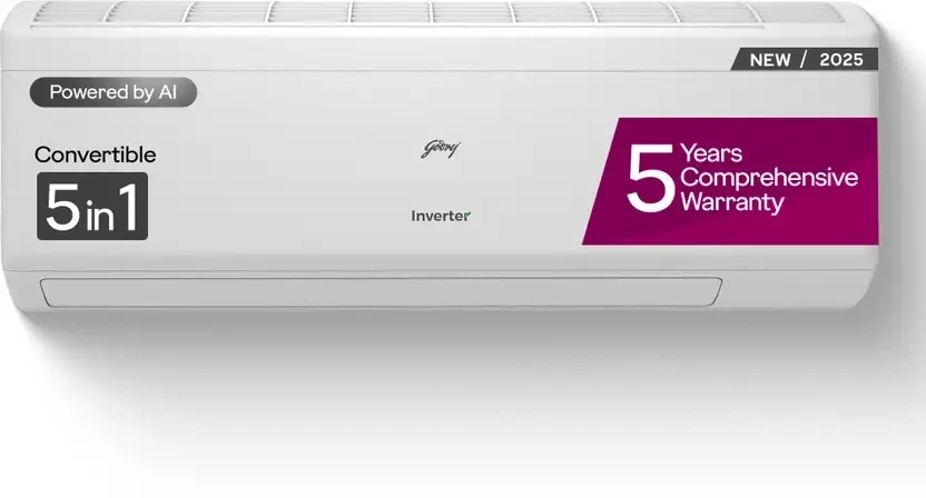 Godrej 5-In-1-Convertible Cooling 2025 Model 2 Ton 3 Star Split Inverter With Heavy Duty Cooling And Pure Air Filter AC