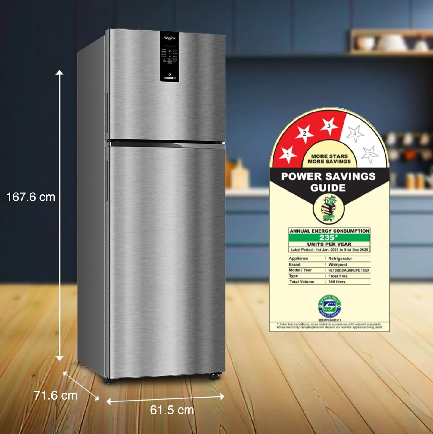 whirlpool intellifresh pro convertible 308l 3star refrigerator