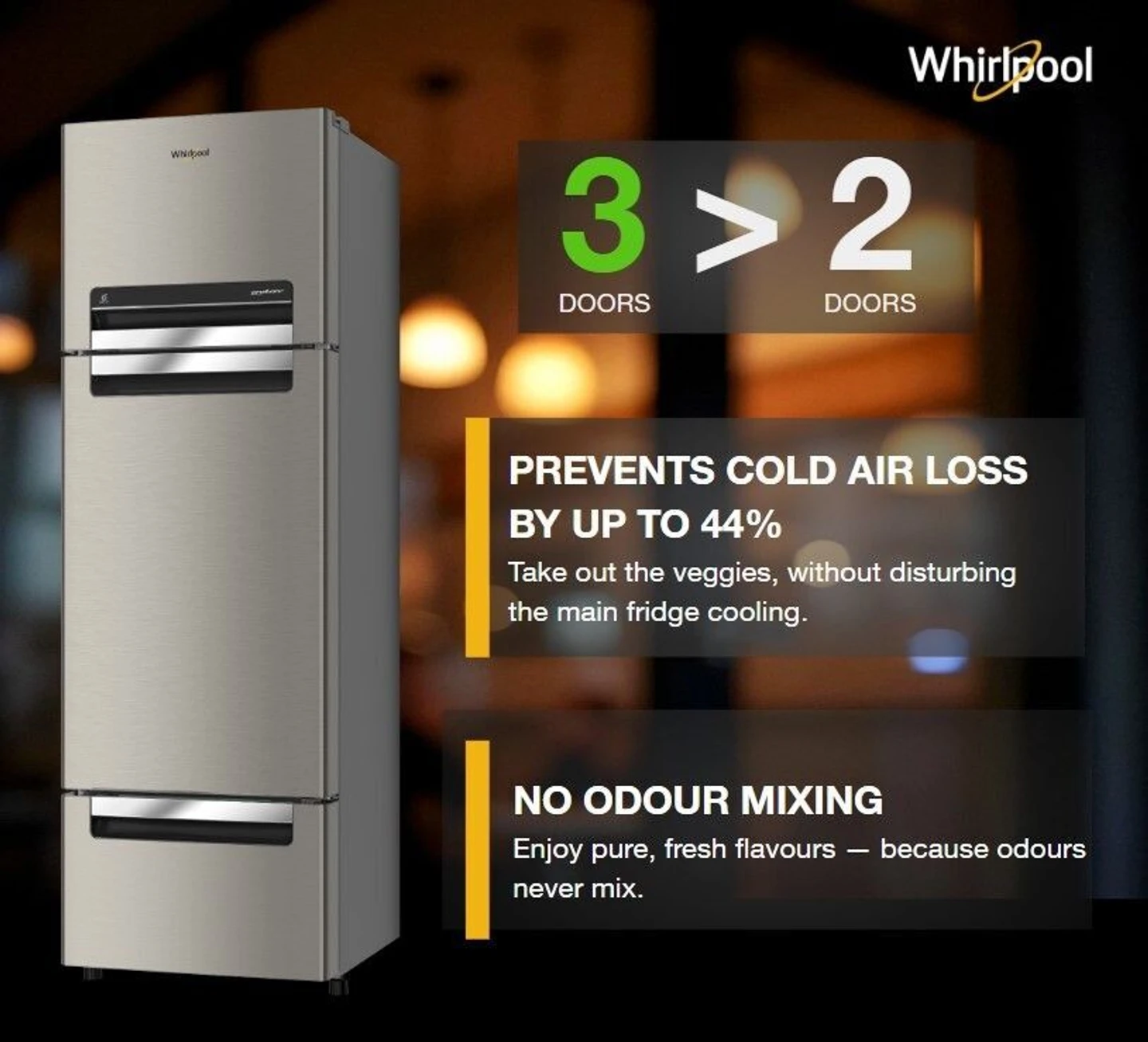 Whirlpool 235 L Frost Free Triple Door Refrigerator  with Zeolite Technology, Microblock Technology (Radiant Steel, FP 253D PROTTON ROY RADIANT STEEL(Z))