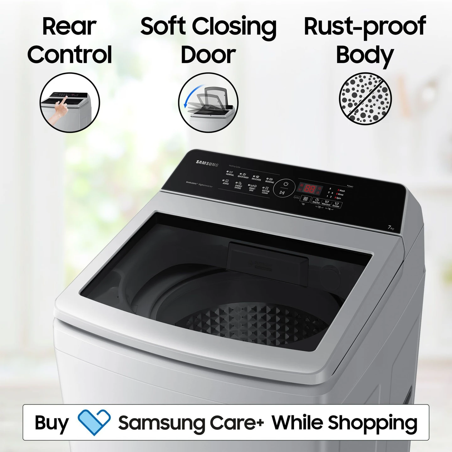 Samsung 7 kg 5 Star, Ecobubble, Soft Closing Door, Digital Inverter Fully Automatic Top Load Grey (WA70BG4441YYTL)