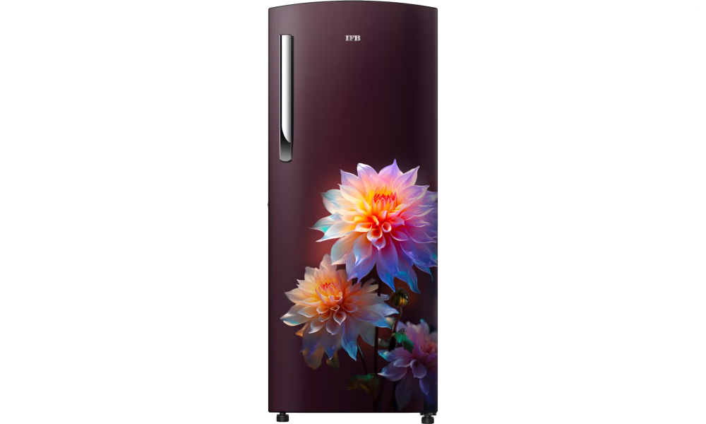 IFB Metal-Cool 222 L 4 Star Direct Cool Refrigerator, Flower Pattern, DIVINE BLISS RED, Fixed Speed Compressor 2025