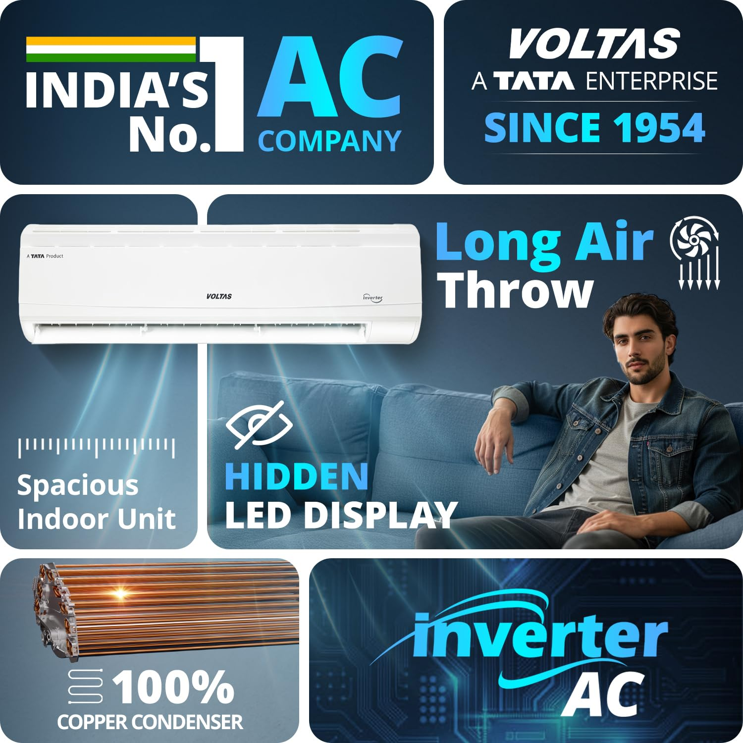 Voltas 1.5 Ton Inverter Split AC 5 Star