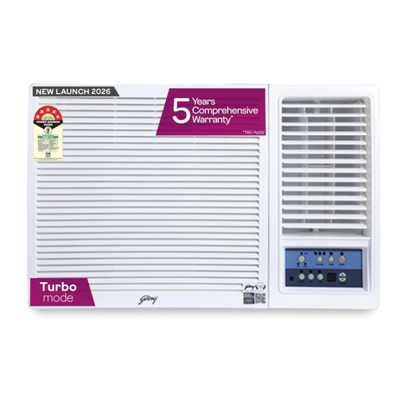 Godrej 1.5 Ton 5 Star Inverter Window AC | 100% Copper Condenser | Turbo Mode | i-sense Technology | 5 Years Warranty (WIC 18F5TG WA, 2026 Model - New BEE Star Rated) White