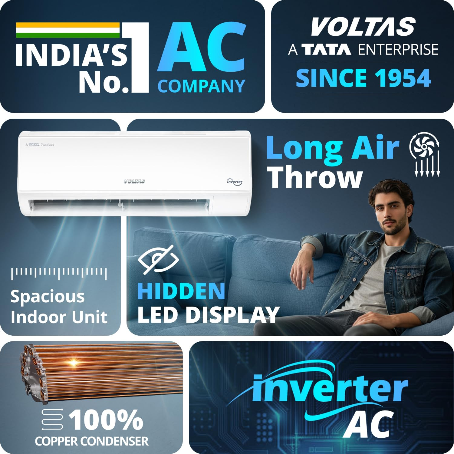 Voltas 1.5 Ton Inverter Split AC 3 Star