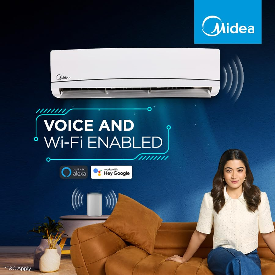 Midea 1.5 Ton 3 Star, AI Smart Wi-Fi Inverter Split AC (100% Copper, Convertible 4-in-1 Cooling at 52℃, HD PM2.5 Filter, SANTIS NEO DLX (Wi-Fi)