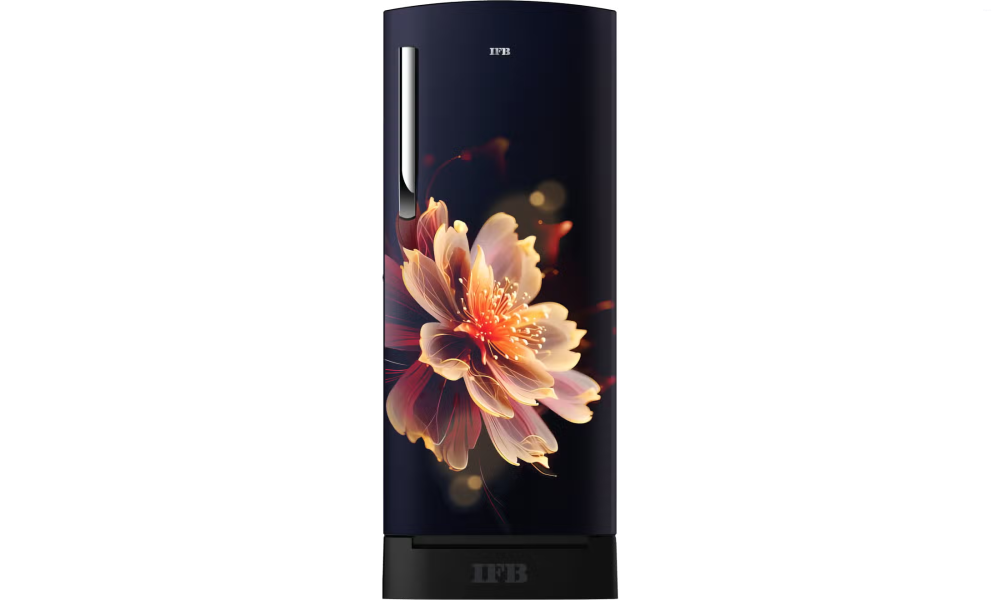IFB 197 L 3 Star Direct Cool Refrigerator, Flower Pattern, MYSTIC BLOSSOM BLUE + BLACK PED, Fixed Speed Compressor 2025
