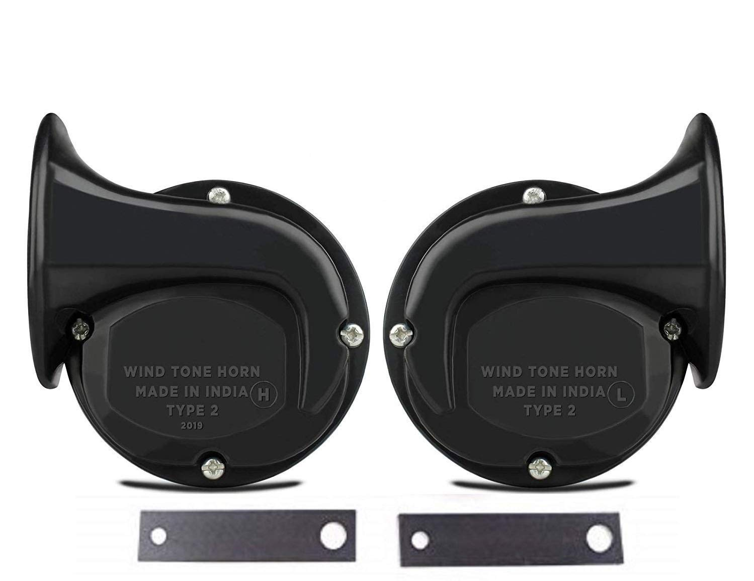 San Windtone Universal Horn Set for Bikes and Cars (Black, Standard) - Set of 2