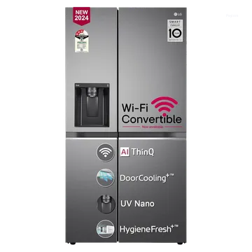 LG 630 L 3 Star Frost Free Smart Inverter Wi-Fi Double Door Side by Side Refrigerator (GL-L257CPZ3, Shiny Steel, Convertible, Door Cooling, Multi Air Flow | With Water & Ice Dispenser)