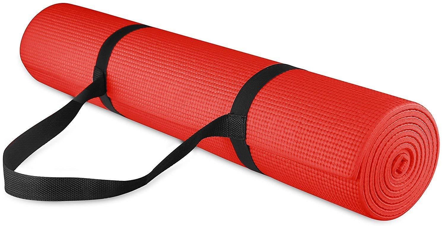 ARNV Yoga and Exercise Mat with Carrying Strap, 8mm (Red) (Made in India)