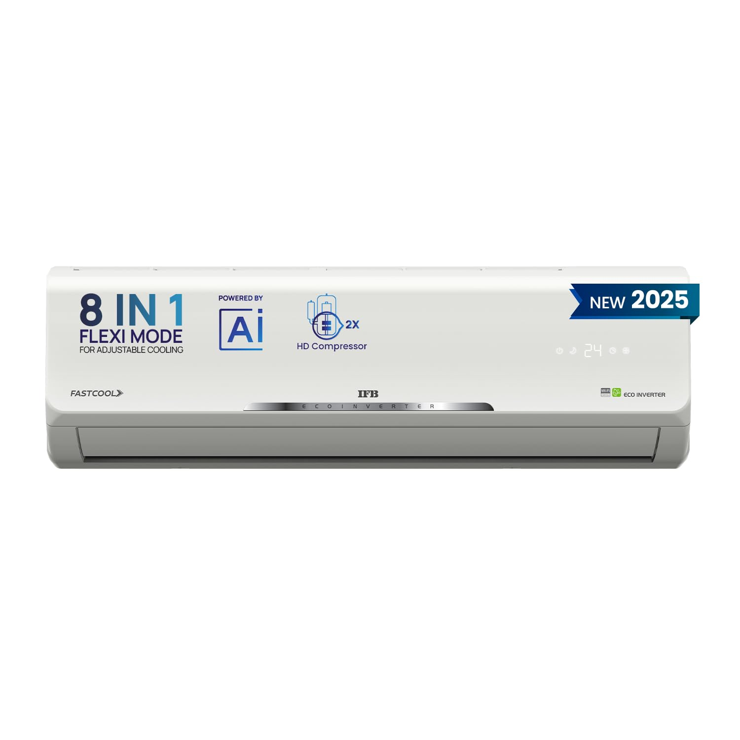 IFB 2025 Model 1.5 Ton 5 Star Split Inverter Silver Plus Series with HD Compressor, AI, Dual Gold Fin, Nano Tek Coating & 8-in-1 Flexi Mode AC (CI185SL22RGN1, White)