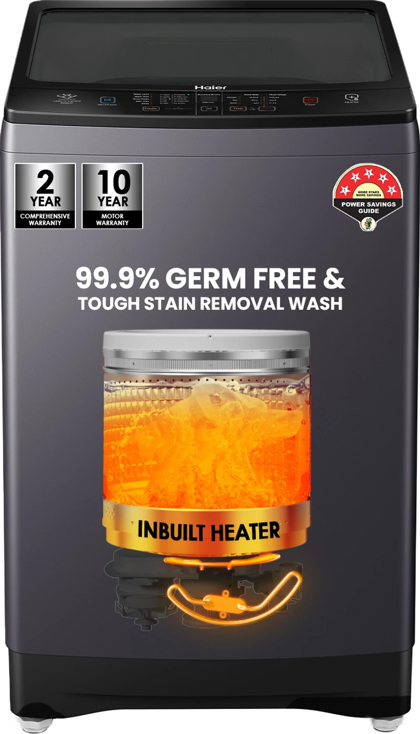Haier 7.5 kg Fully Automatic Top Load with In-built Heater Black, Grey (HWM75-H826S6)