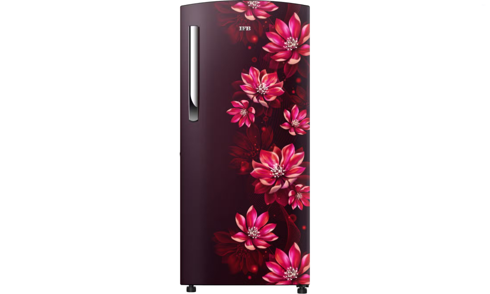 IFB Metal-Cool 187 L 3 Star Direct Cool Refrigerator, Flower Pattern, LUSH BLUSH RED + BLACK PED, Fixed Speed Compressor 2025