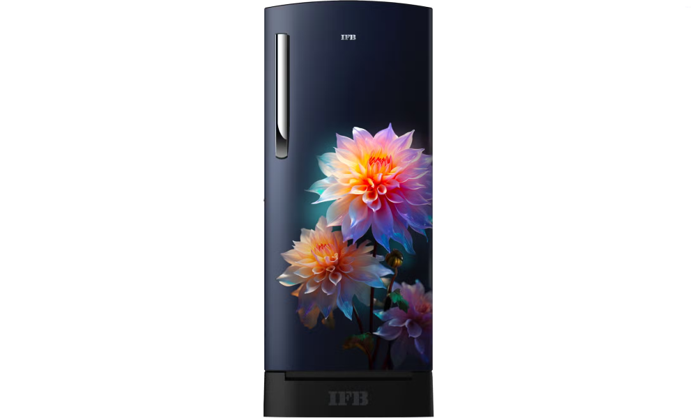 IFB Advance-Cool 187 L 5 Star Direct Cool Refrigerator, Flower Pattern, DIVINE BLISS Blue + BLACK PED, Inverter Compressor 2025
