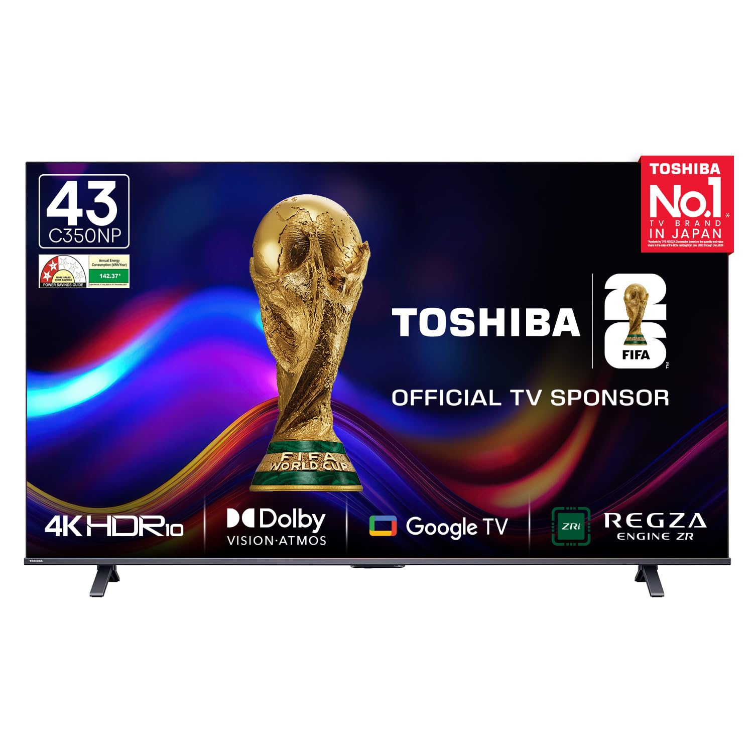 TOSHIBA C350NP 108 cm (43 inch) Ultra HD (4K) LED Smart Google TV with Dolby Vision Atmos and REGZA Engine ZR (43C350NP)